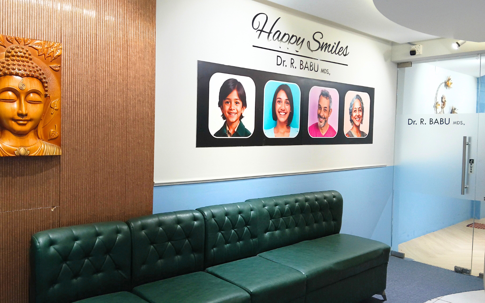 Happy Smiles wall in the patient waiting lounge